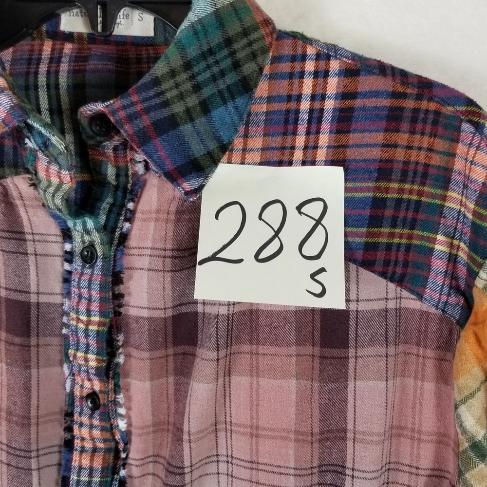 Natural Life Womens Patchwork Plaid Flannel Shirt Multi Color Boho Button Down S - Picture 6 of 6